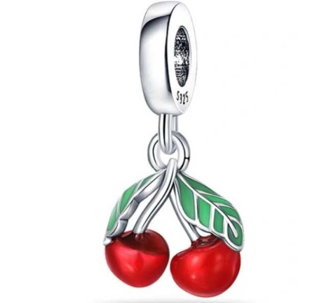 Charms zawieszka Wiśnie 2 wisienki S925
