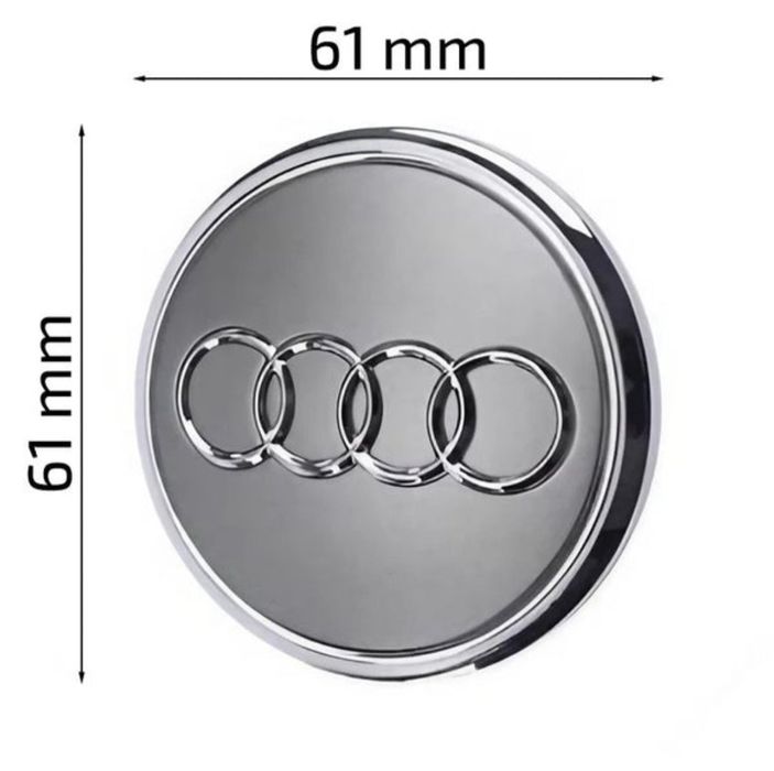 *NOWE* Dekielki 61mm AUDI komplet 4szt. dekle zaślepki kapsle szare