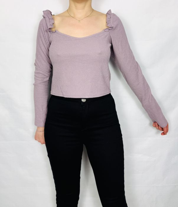 Fioletowa bluzka z falbankami XXL 44
