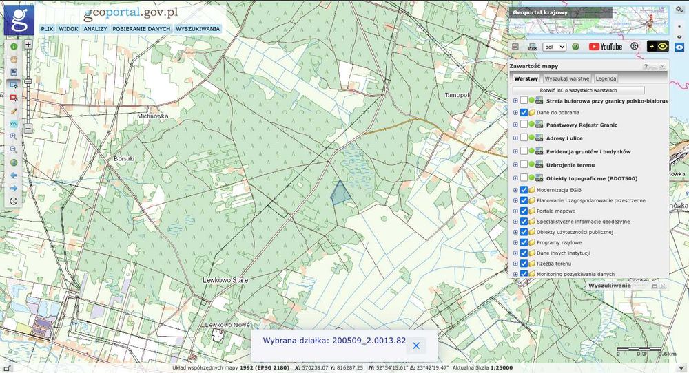 Atrakcyjna działka pod gospodarkę leśną, Łozowe gm. Narewka.