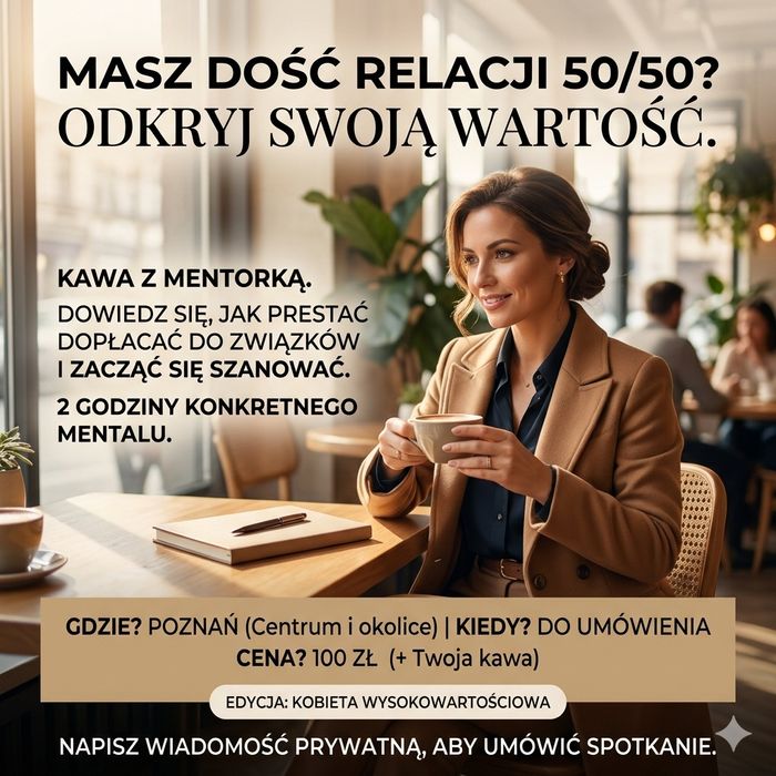 Masz dość relacji 50/50? Dowiedz się, jak znać swoją wartość (Poznań)