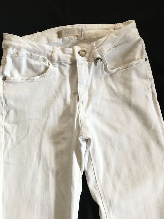 Zara 34, białe spodnie rurki, elastyczne, 160 cm