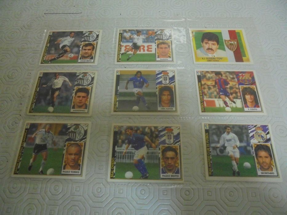 Lote de 63 cromos de jogadores portugueses na La Liga Espanha anos 90