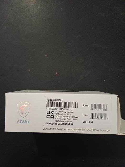 Myszka gamingowa MSI Forge GM100 – 6400 DPI, RGB, nowa
