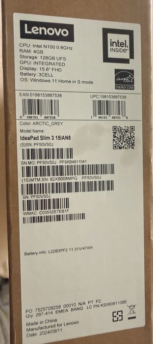 Computador Lenovo IdeaPad Slim 3 15IAN8 Nunca usado , selado