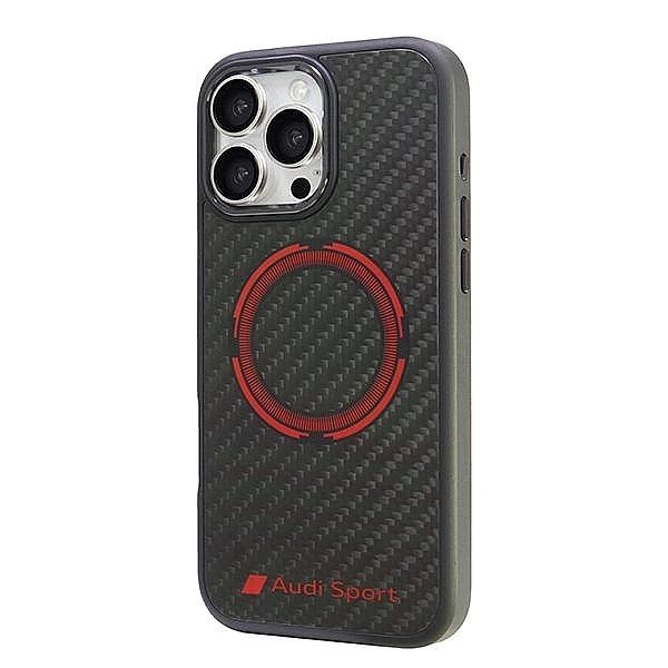 Etui Audi Carbon Fiber Sport Red Circle MagSafe na iPhone 16 Pro Max 6
