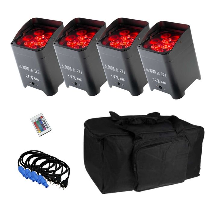 WYNAJEM | 4x Bezprzewodowy reflektor LED 6x18W RGBAW+UV