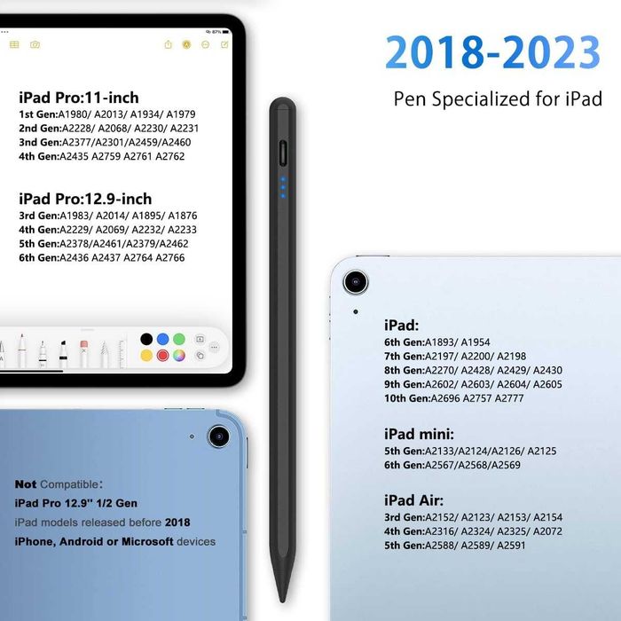 CAMPEXON magnetyczny rysik iPad 2018/2022 Air 4/5 Mini 6 Pro 11/12.9