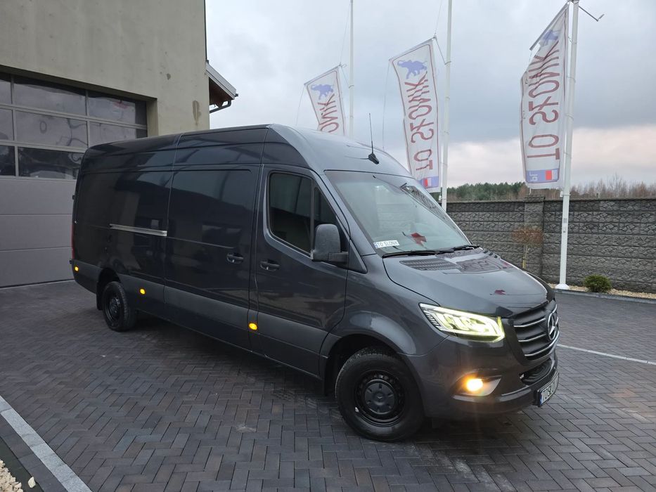 Mercedes-Benz SPRINTER 319 3.0 V6 CDI AUTOMAT 4,40Cm Długi SERWIS ASO MERCEDES-BENZ DO OSTATNIEGO km SALON PL FUL LED HIGH PERFORMANCE MBUX z ekranem dotykowym 10,25 cali SIEDZENIE KIEROWCY KOMFORTOWE, HYDRAULICZNE RESOROWANE PODGRZEWANA SZYBA PRZEDNIA TE