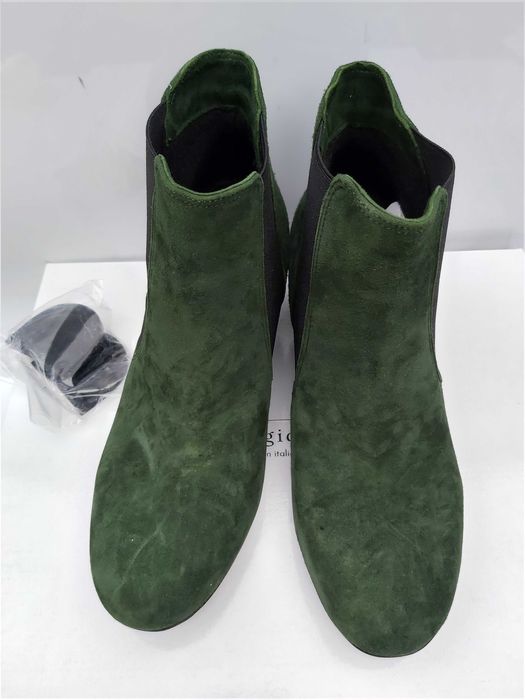 Zamszowe botki zielone SERGIO BARDI  skorzane sztyblety pólbuty 38