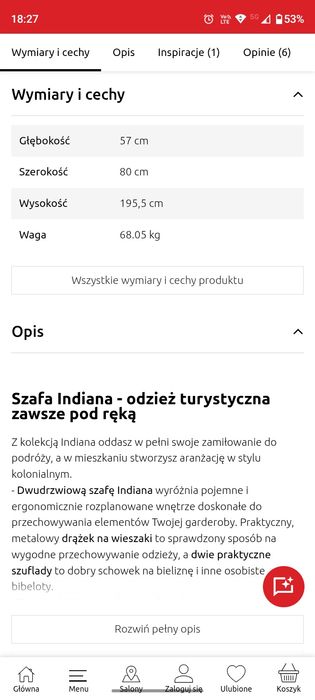 Szafa Black Red White Indiana 80