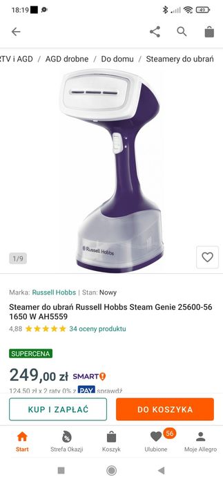 Parownica żelazko parowe Russell Hobbs