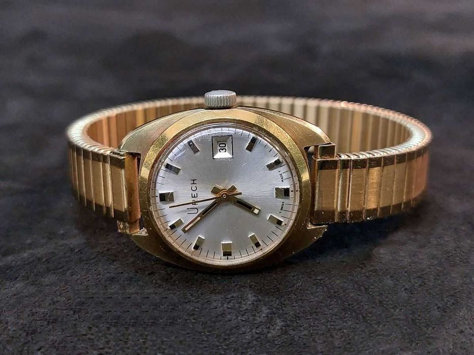 Damski szwajcarski zegarek mechaniczny URECH vintage lata 70-te XX w