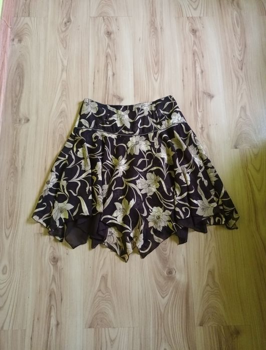 Spódnica asymetryczna retro Y2K lichustkowa szyfon lilie kwiaty L