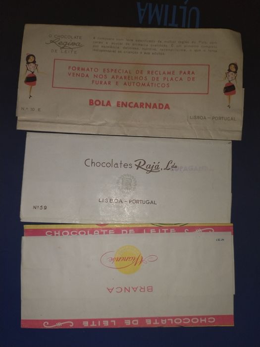 Chocolate – Rajá e Regina (Anos 50/6Lote de 3 Rótulos / Invólucros Antigos de Chocolate –so vendo lote