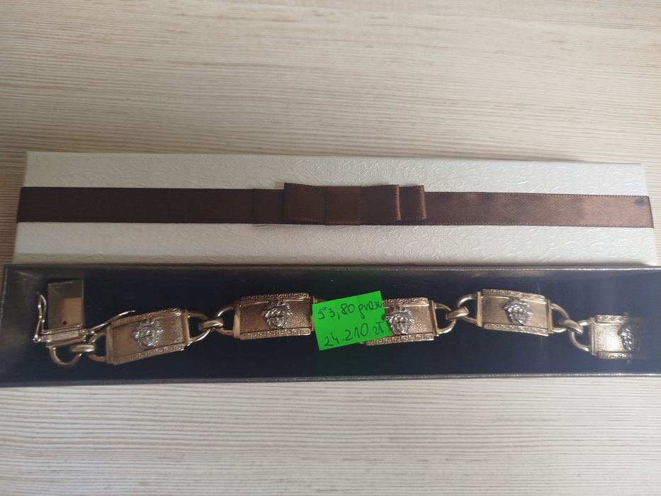 Przepiękna-Złota bransoleta  męska 22cm-Versace 53.80g