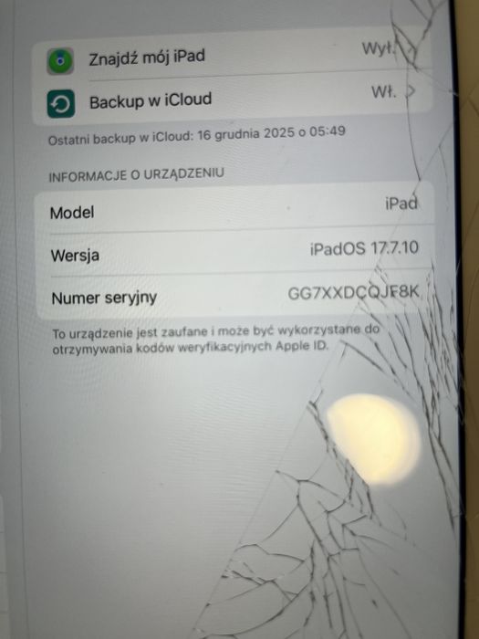 Ipad 6th generacji- uszkodzony!