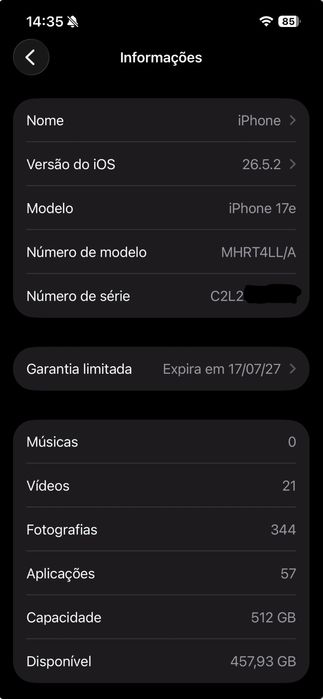 Iphone 17e , 512GB - Novo