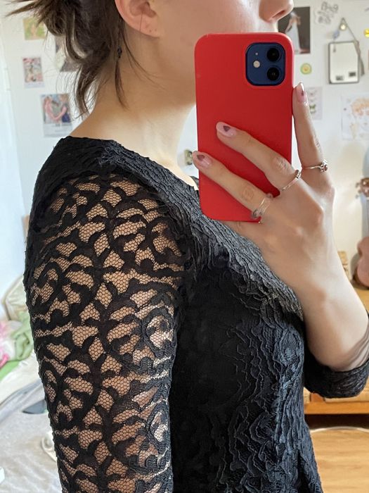 czarna elegancka sukienka z koronką reserved