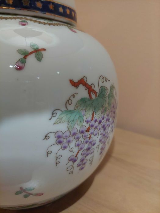 Candeeiro de mesa em cerâmica pintada à mão – estilo oriental