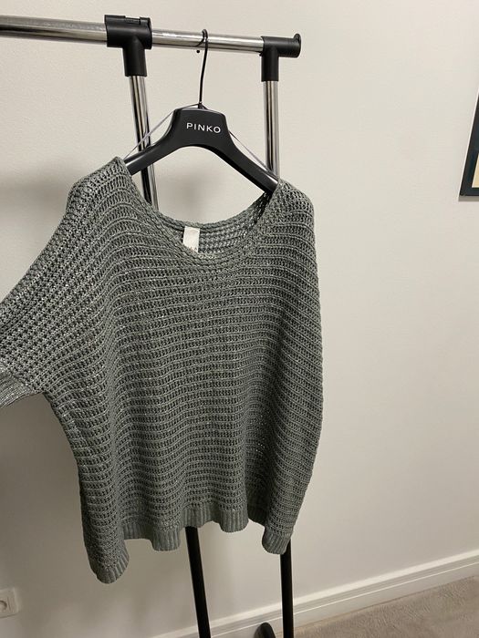 Błyszczący sweter zima S 36 - 40 Vila srebrna nitka