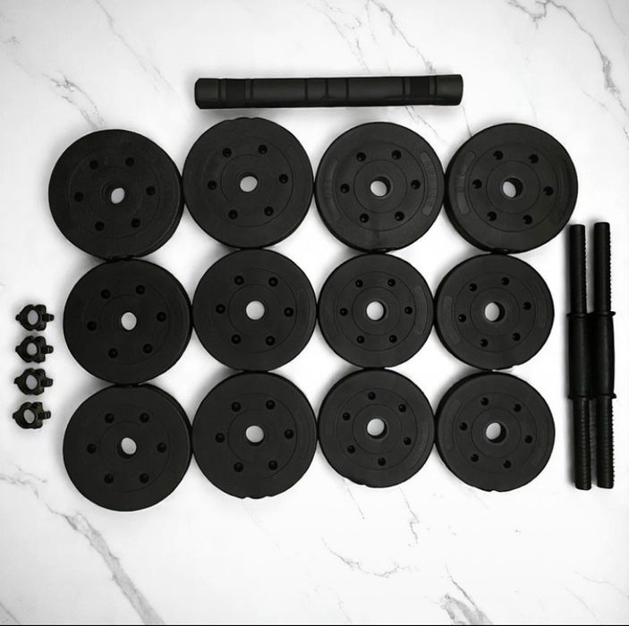 HANTLE 2x10KG regulowane bitumiczne gryf łącznik +20KG obciążenia NOWE