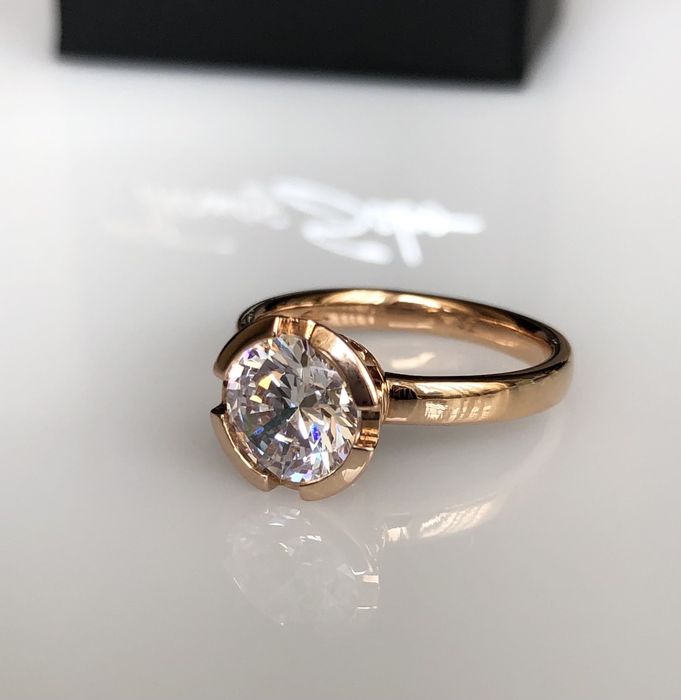 Срібне колечко Thomas Sabo, позолота, цирконій р. 52 /54/56