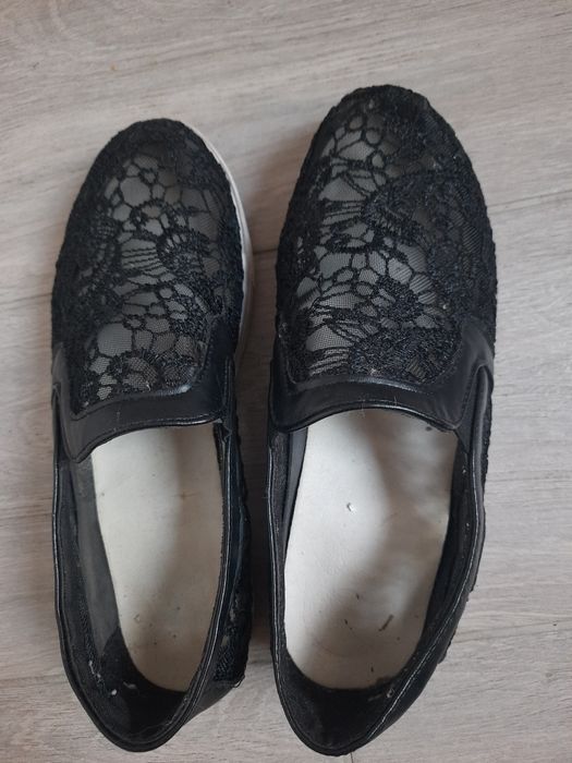 Ажурні туфлі сліпони 38 - 38.5 мереживо