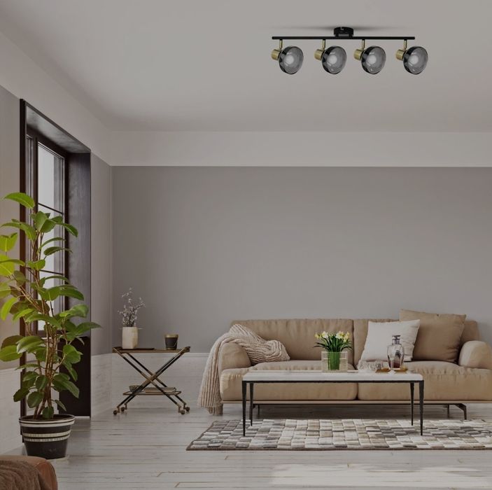 Listwa reflektorowa czarno-złota led 4 lampy, salon,E14, nowa