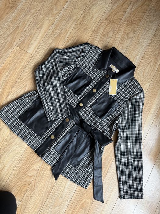 Nowa marynarka Michael Kors damska cienki płaszcz czarna w pepitkę elegancka XL 42