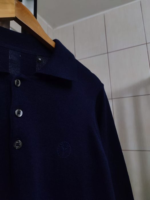 Sweter klasyczny M kardigan męski granatowy ciemny niebieski  wełniany