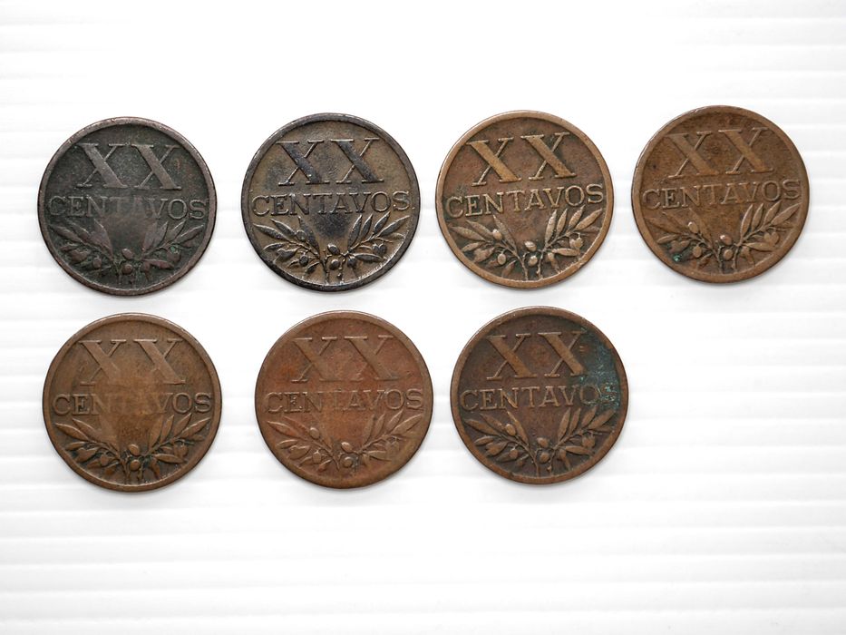 Lote de 7 Moedas 20 Centavos 1944