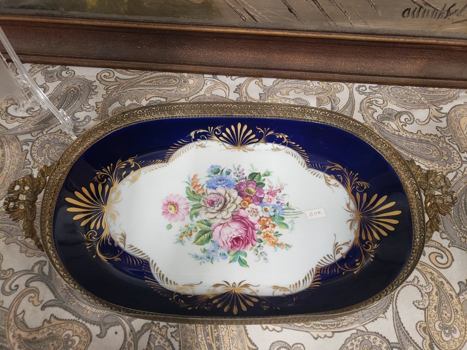 Bandeja gradinha e porcelana Limoges