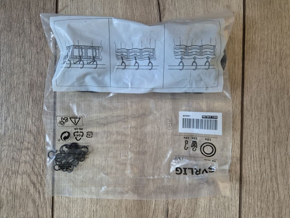 Karnisz Ikea Hugad 120-210, wspornik, końcówki, kółka