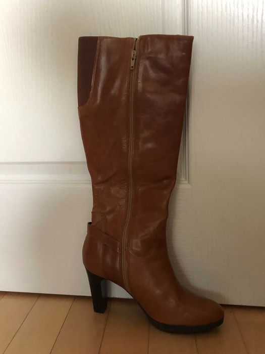 Kozaki Pier One, skóra, rude, 39