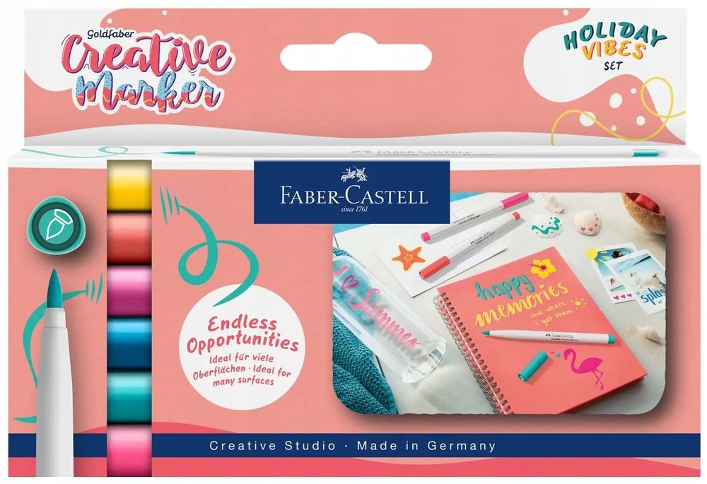FABER-CASTELL Markery pisaki pędzelkowe brush Goldfaber 6 kol Holiday Vibes. Faber Castell