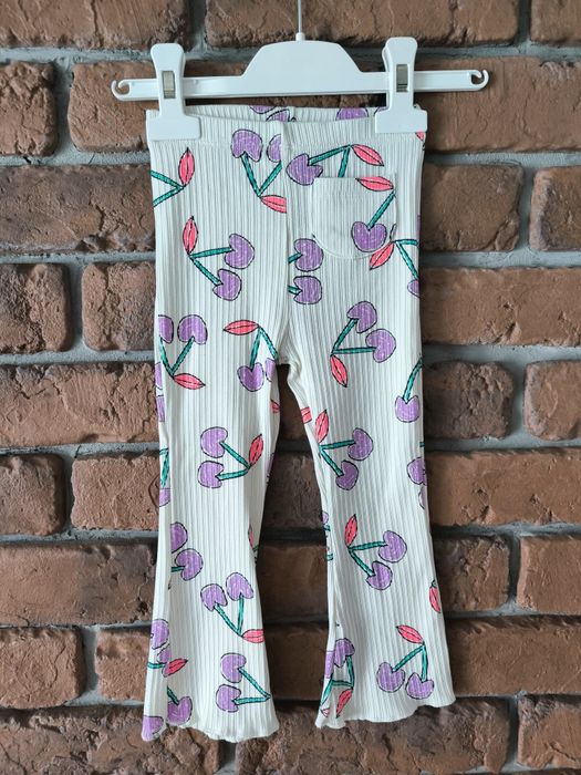 Świetne leggi legginsy spodnie prążkowane flare dzwony Zara 92