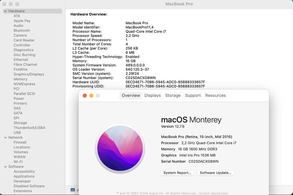 Материнська A1398 2.2 2015 Macbook Pro 15 Плата Материнка Материнская