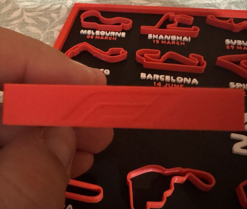 Calendário em relevo F1