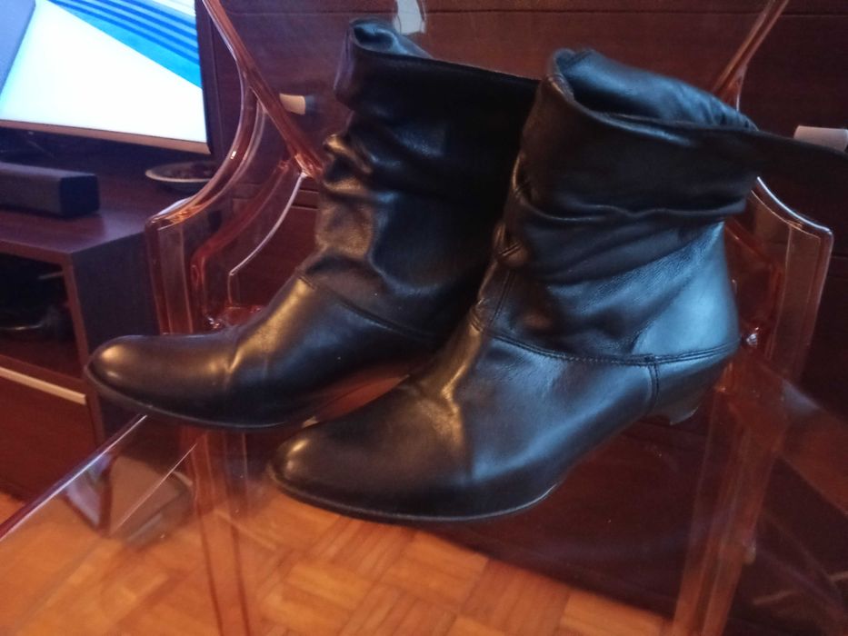 Botki kozaki damskie czarne skórzane Prima Moda