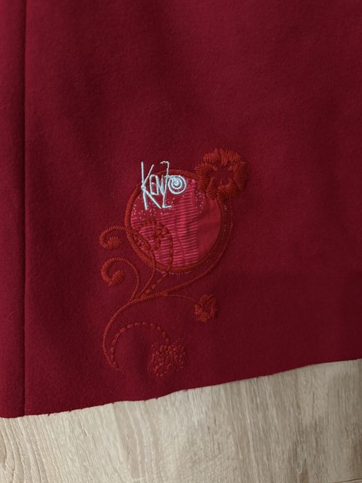 Spódnica Kenzo 10 lat czerwona haft logowana 70% wool wełna laine