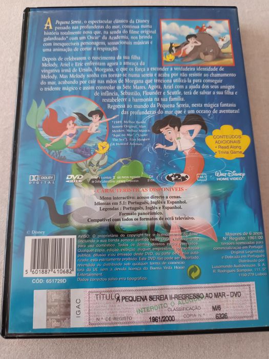 DVD Disney a pequena sereia 2