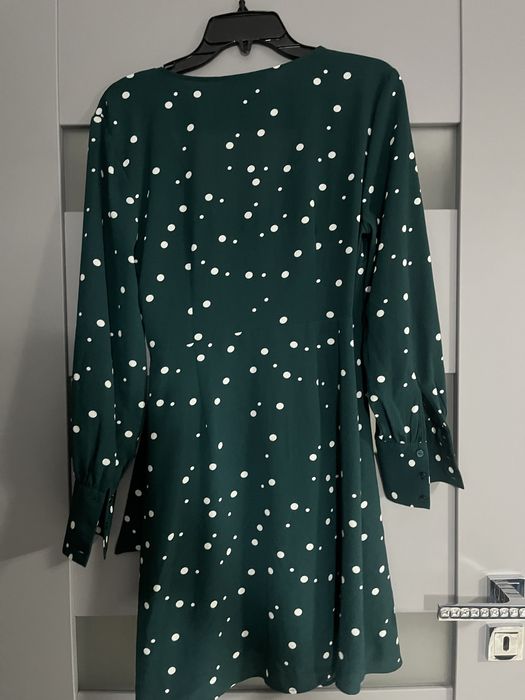 Primark sukienka groszki butelkowa zielen roz.40