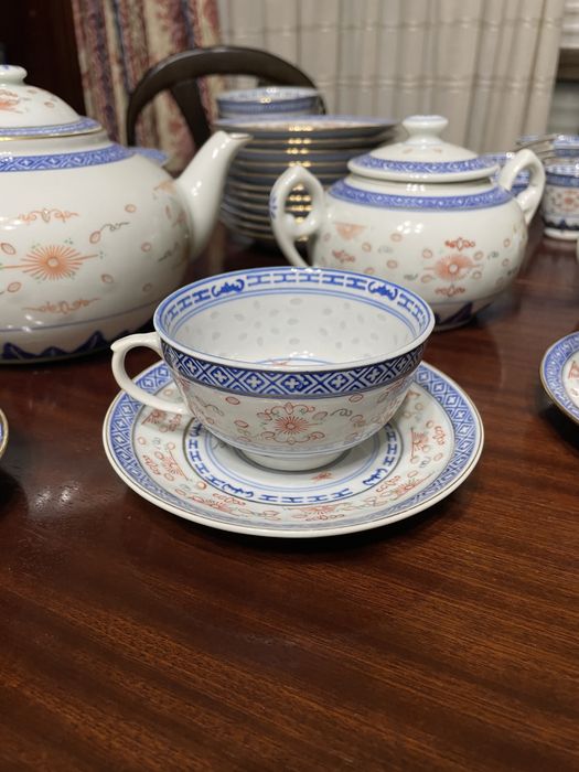Serviço Porcelana Chinesa “Bago de Arroz”, Chá/Café/Sopa, 6 Pessoas