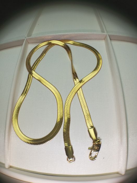 Srebro pozłacane 18k 45 cm naszyjnik łańcuszek taśma