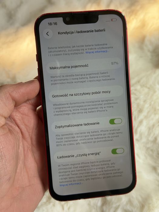 iPhone 13 Czerwony, kondycja 97%, bez blokad