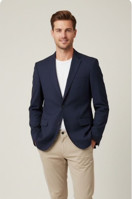 Blazer Dielmar, 100% lã, como novo, tamanho 48 cor azul marinho.