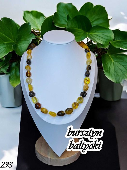 Korale z bursztynu, bursztyn bałtycki bryłki naturalne #293