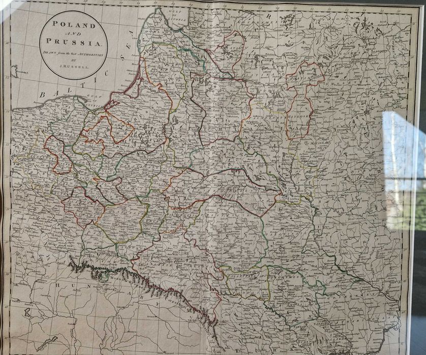 Mapa Polski - „Poland and Prussia”, J. Russell, 1799 rok oryginał