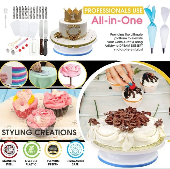 Base rotativa 28cm para bolos e doces com formas **NOVO**